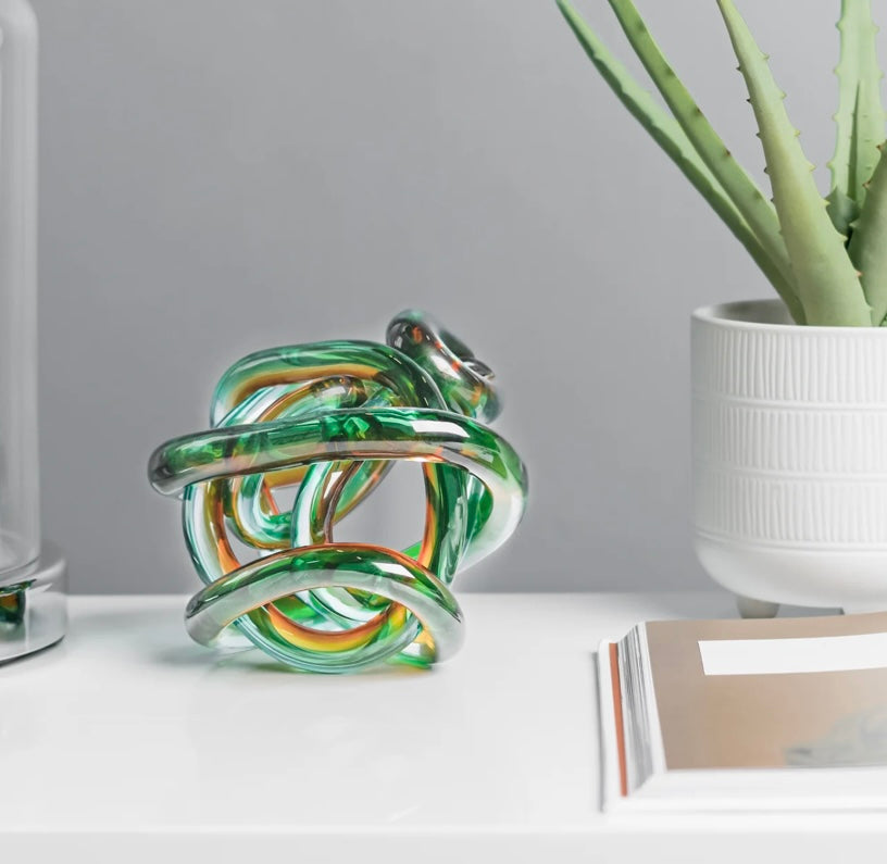 Orbit Glass Knot Decor Ball - Ombre Ocean Sunset - Available in 2 Sizes