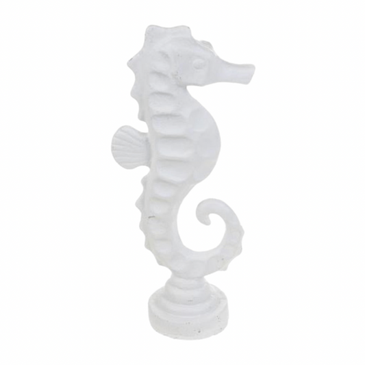 Large White Seahorse Figurine On Pedestal