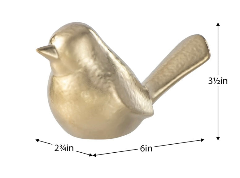 Lilo Dimpled Ceramic Bird Decor Sculpture - Gold