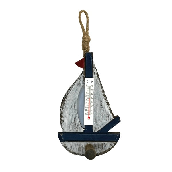 Nautical Wooden Hanging Thermometer With Hook - Available in 3 Styles