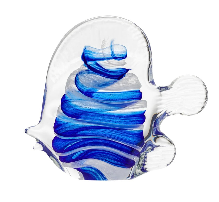 Fish Glass Paperweight Decor - Blue Stripe Butterflyfish