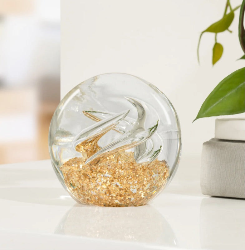 Glitter Glass Ball 3" Paperweight Decor - Swirl