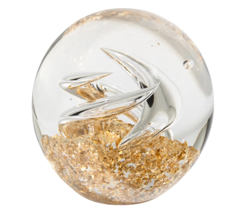 Glitter Glass Ball 3" Paperweight Decor - Swirl