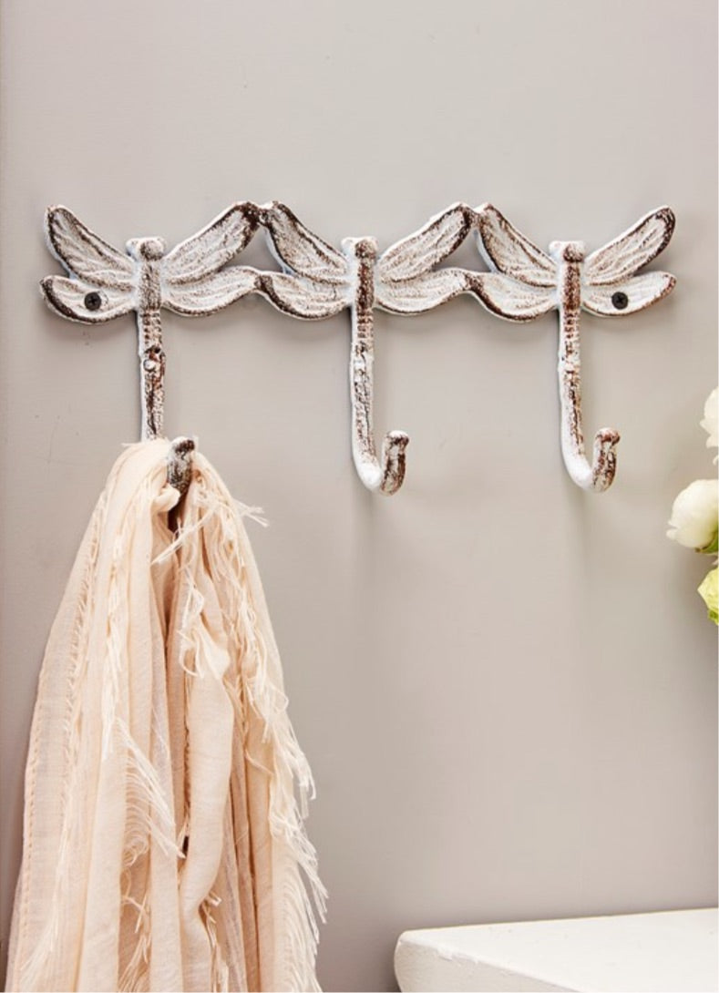 Rustic Dragonfly Metal Coat Hooks