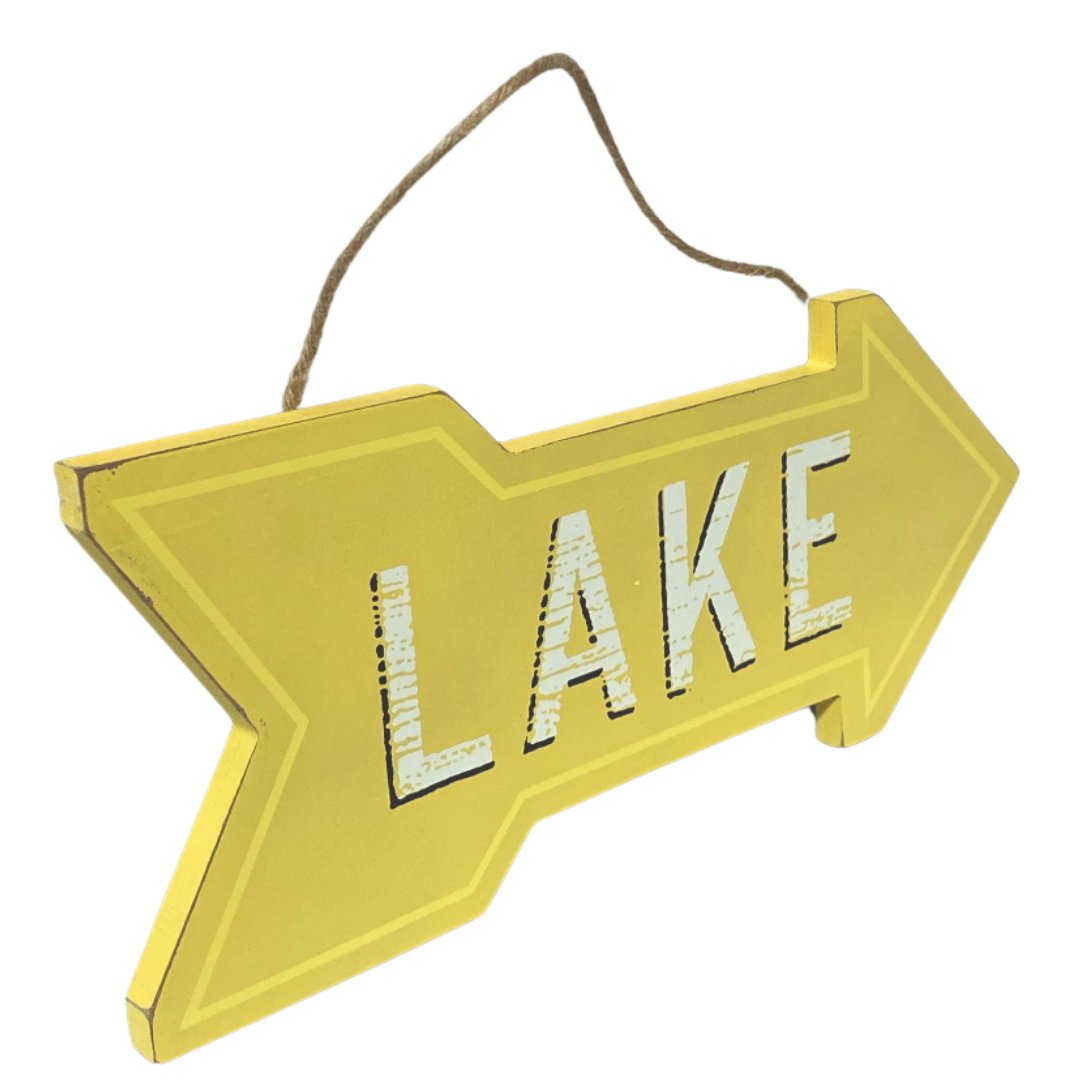Yellow Wooden Hanging Lake Arrow