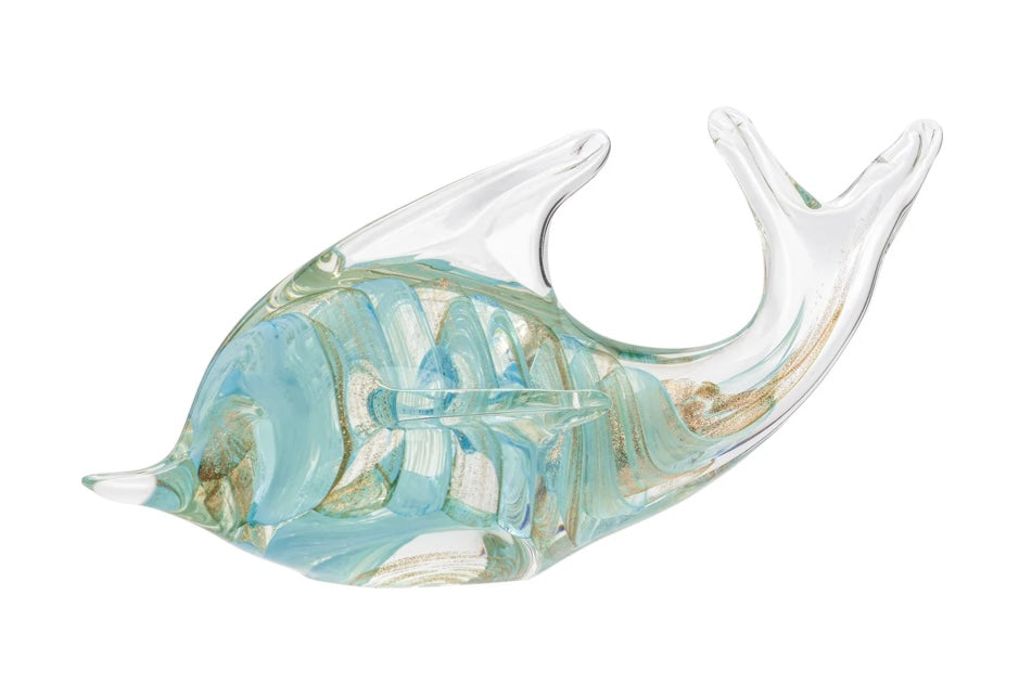 Fish Glass Paperweight Decor - Light Blue Porpoise