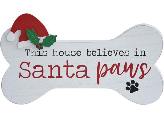 Santa Paws Wooden Bone