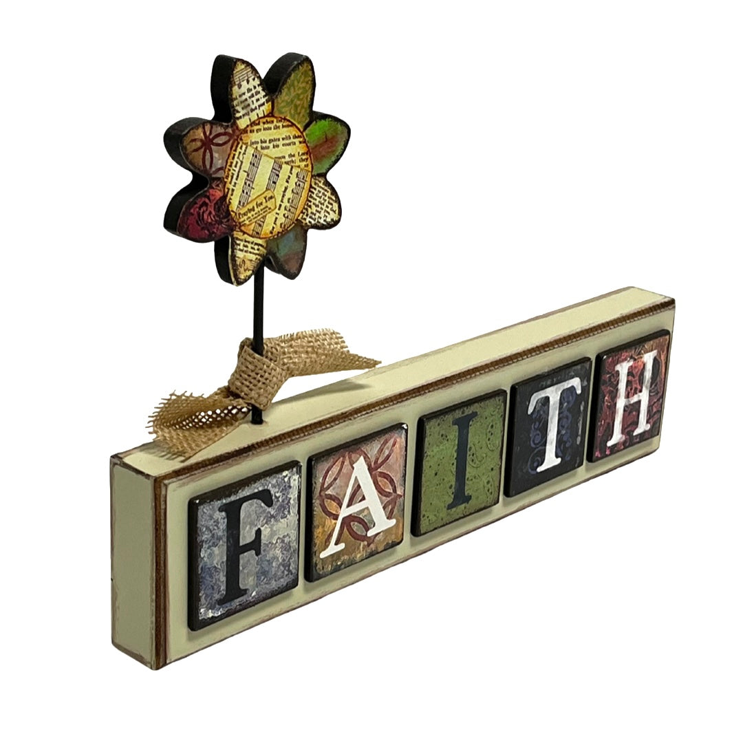 Table Word Block With Flower - Available in 3 Styles