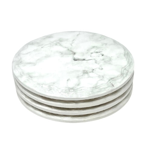 Light Marble Finish Round Coasters - Set of 4