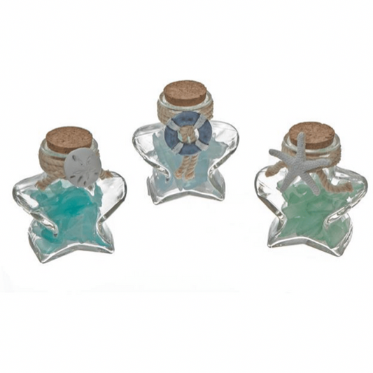 Glass Star Jar With Glass Rocks Decor