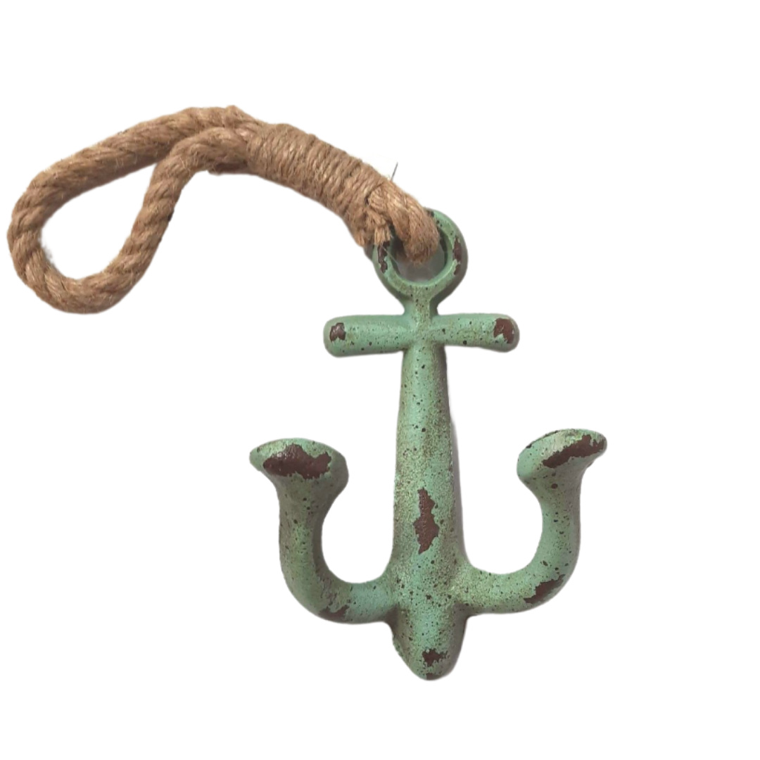 Green Anchor With Rope - Imperial Gifts And Decor