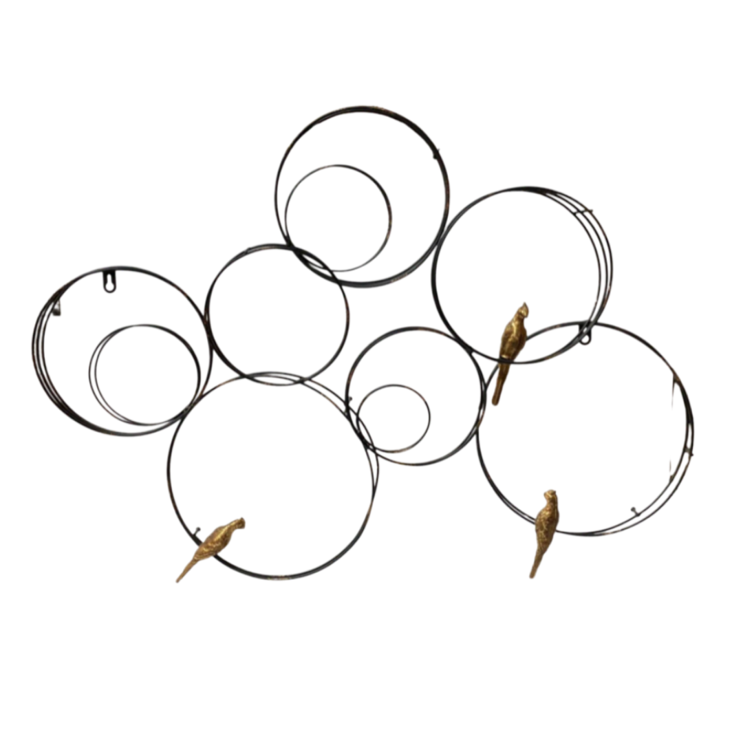 3 Golden Bird On Circles Wall Decor