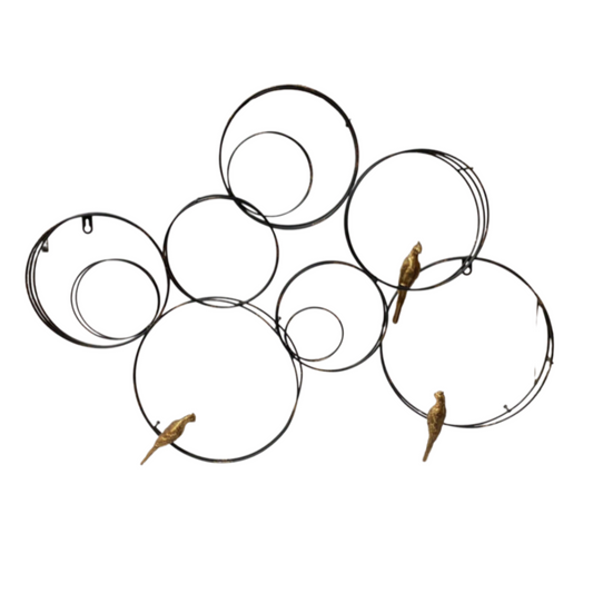 3 Golden Bird On Circles Wall Decor