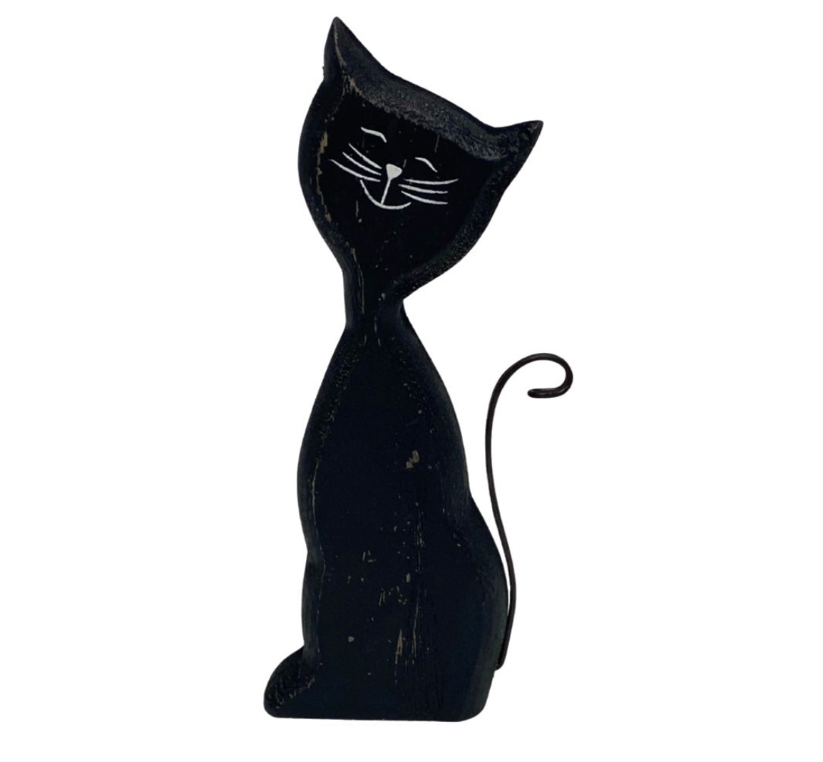 Wooden Black Cat - Available In 2 Sizes