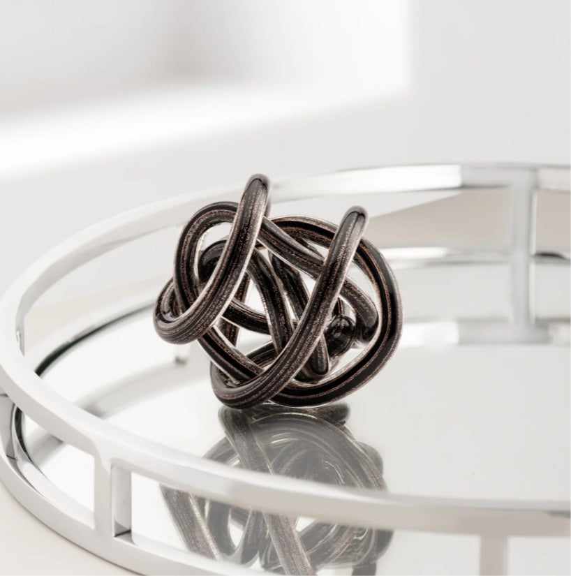 Orbit Glass Knot Decor Ball - Gold Metallic Black - Available in 2 Sizes