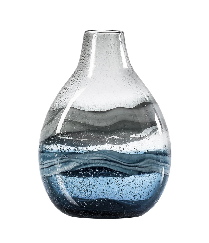 Andrea Swirl Glass 10.75h" Bulb Vase - Blue