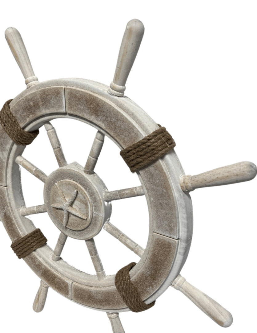 Helm Natural Ship Wheel With Rope Detail