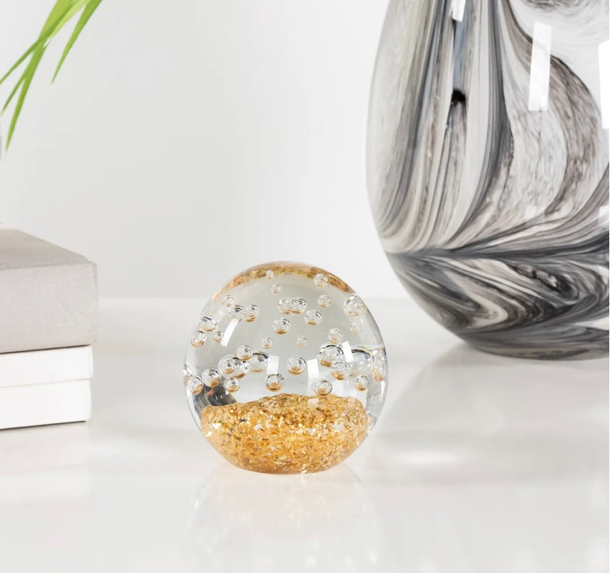 Glitter Glass Ball 3" Paperweight Decor - Small Bubble
