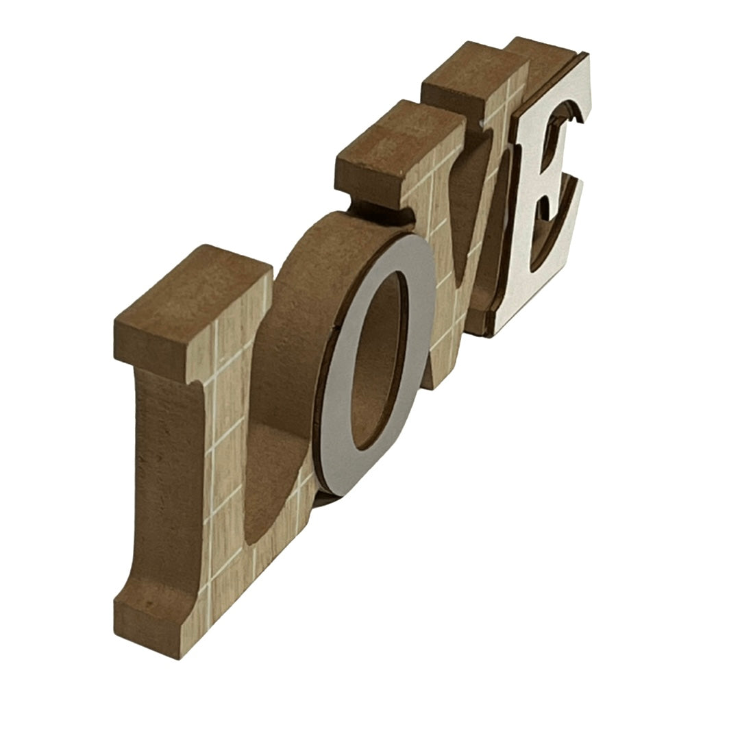 Wooden Love Decor in Grey & Natural