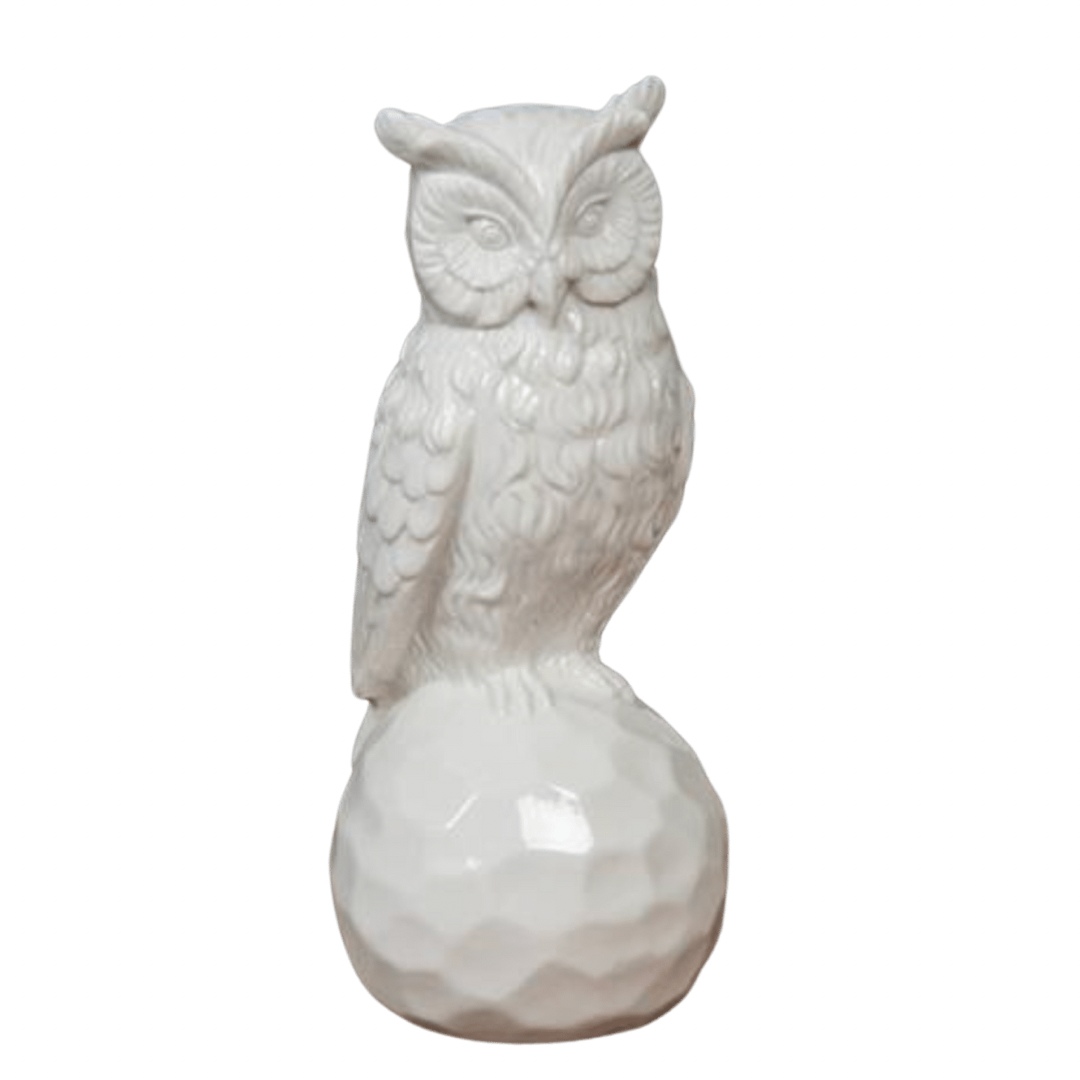 Silver Ceramic Owl - EUC