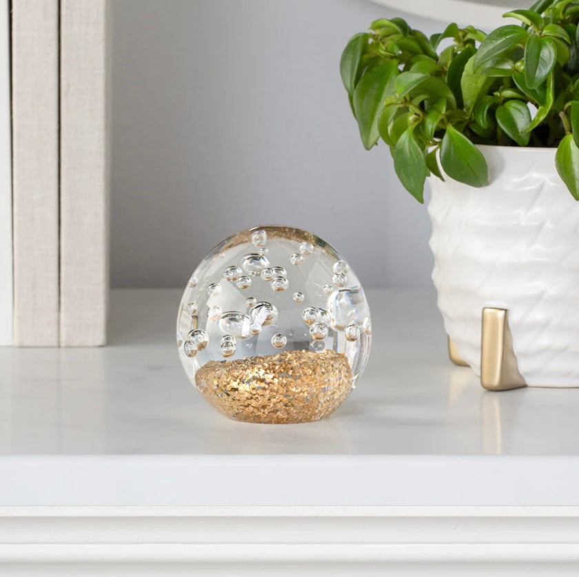 Glitter Glass Ball 3" Paperweight Decor - Small Bubble