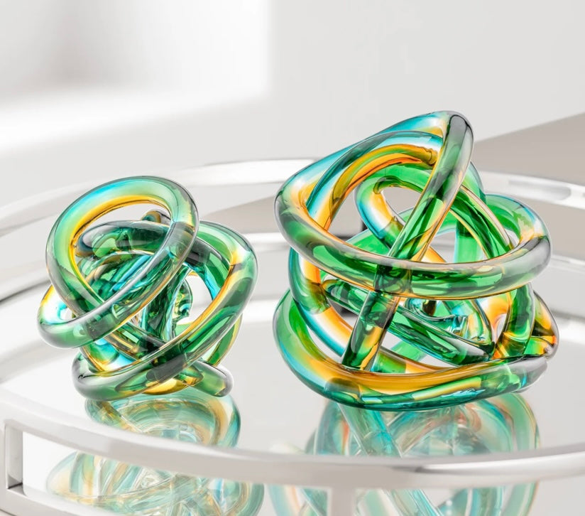 Orbit Glass Knot Decor Ball - Ombre Ocean Sunset - Available in 2 Sizes