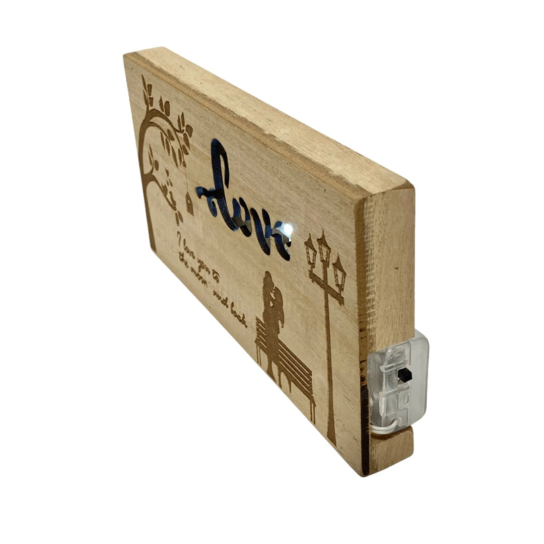 Natural LED Love Wall Plaque