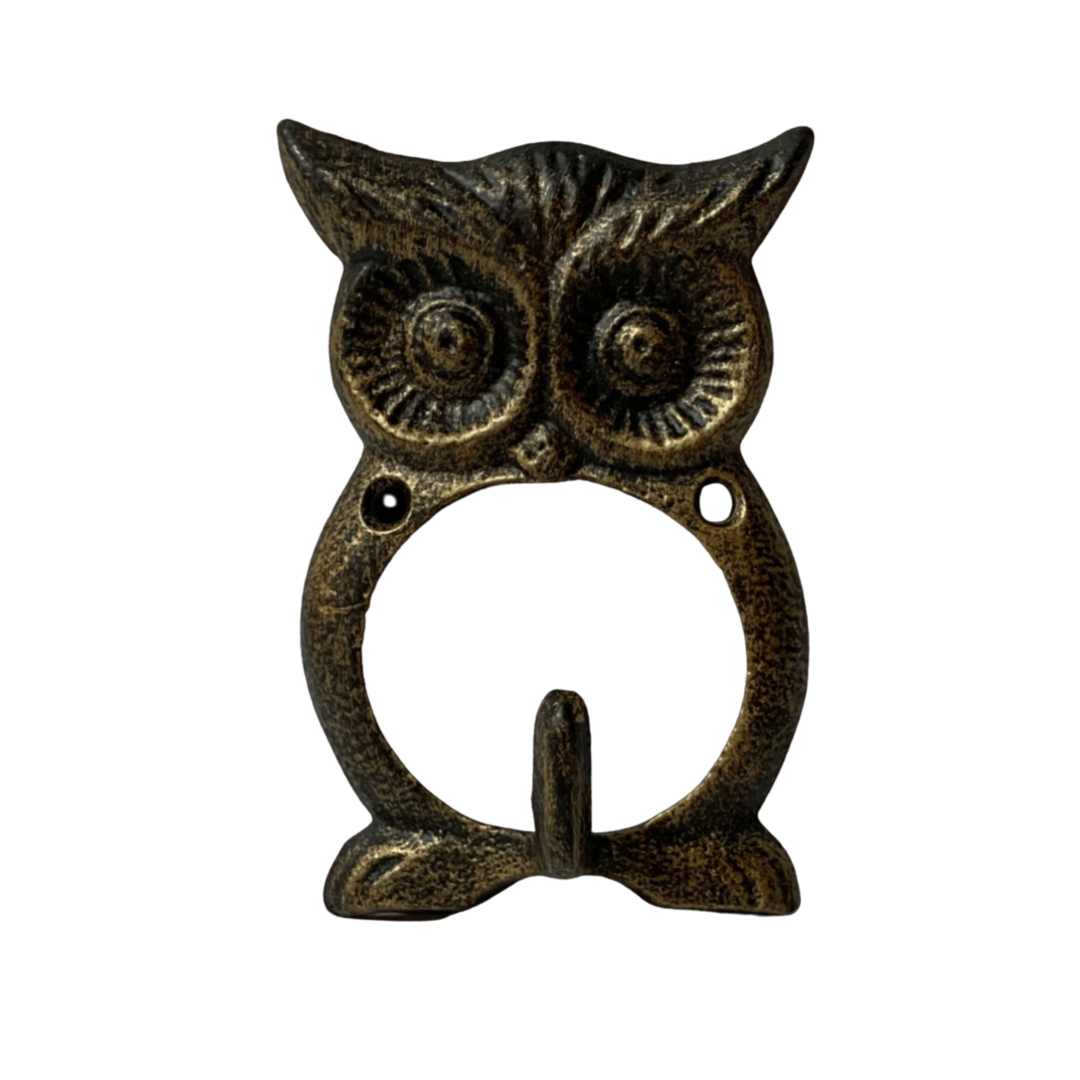 Antique Gold Metal Owl Wall Hook