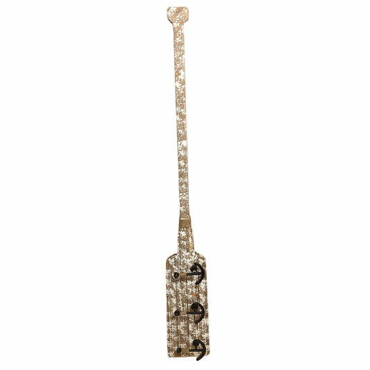 Distressed Wooden Oar With Anchor Hooks