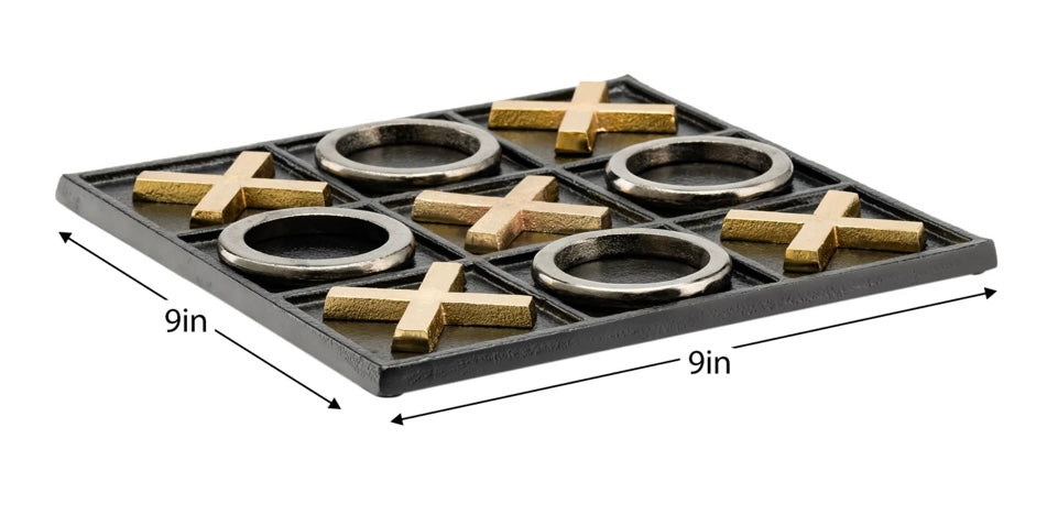 Tic Tac Toe 9x9" Aluminum Decor Game - Black