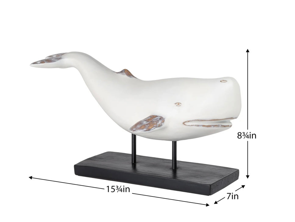 Whale Resin Decor Statue - White