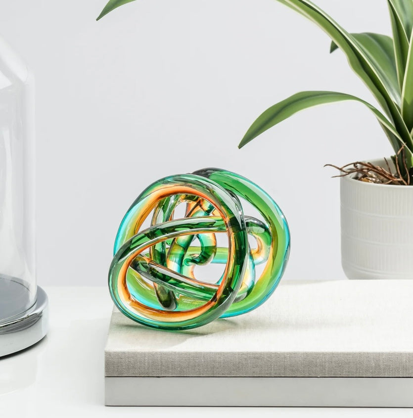 Orbit Glass Knot Decor Ball - Ombre Ocean Sunset - Available in 2 Sizes