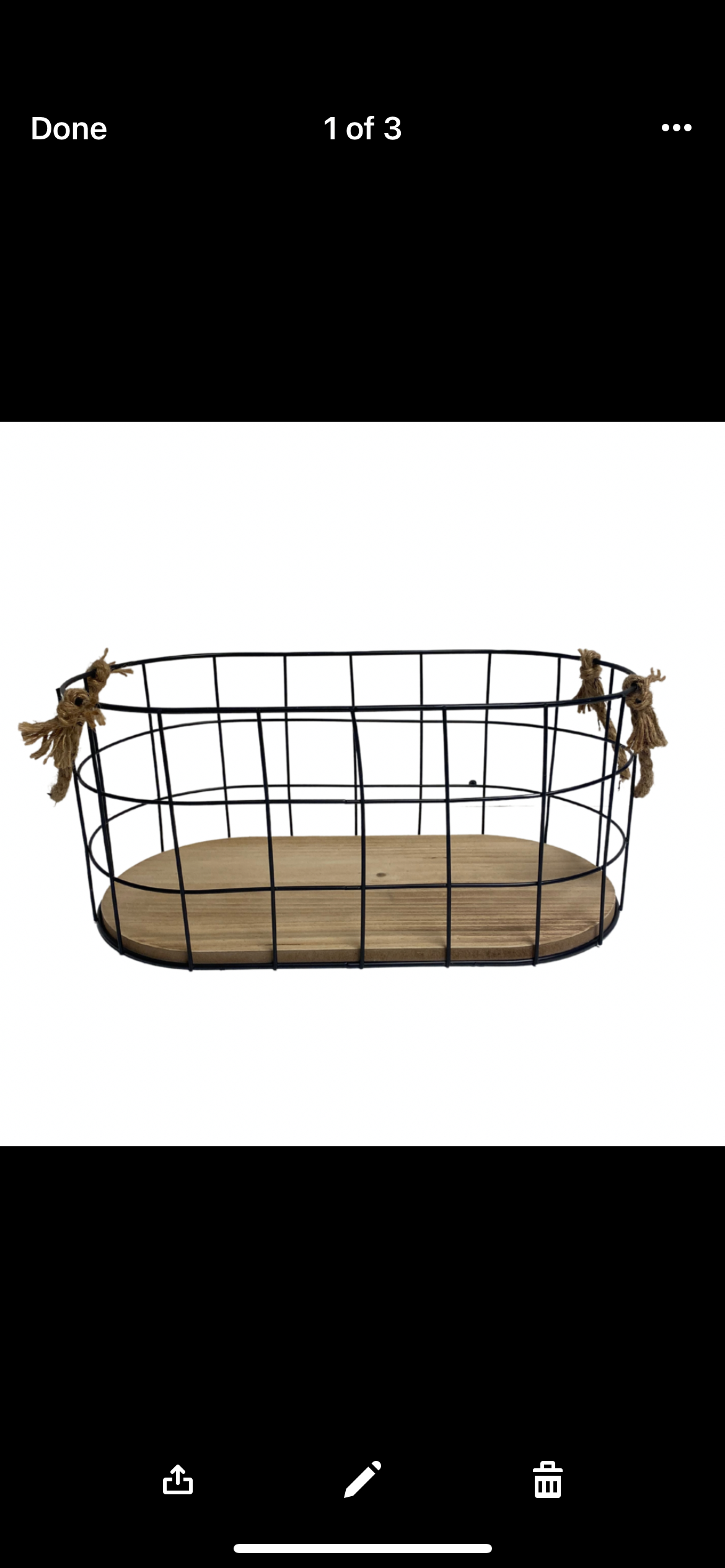 Metal Grid Wire Baskets With Wood Base - Available in 2 Sizes