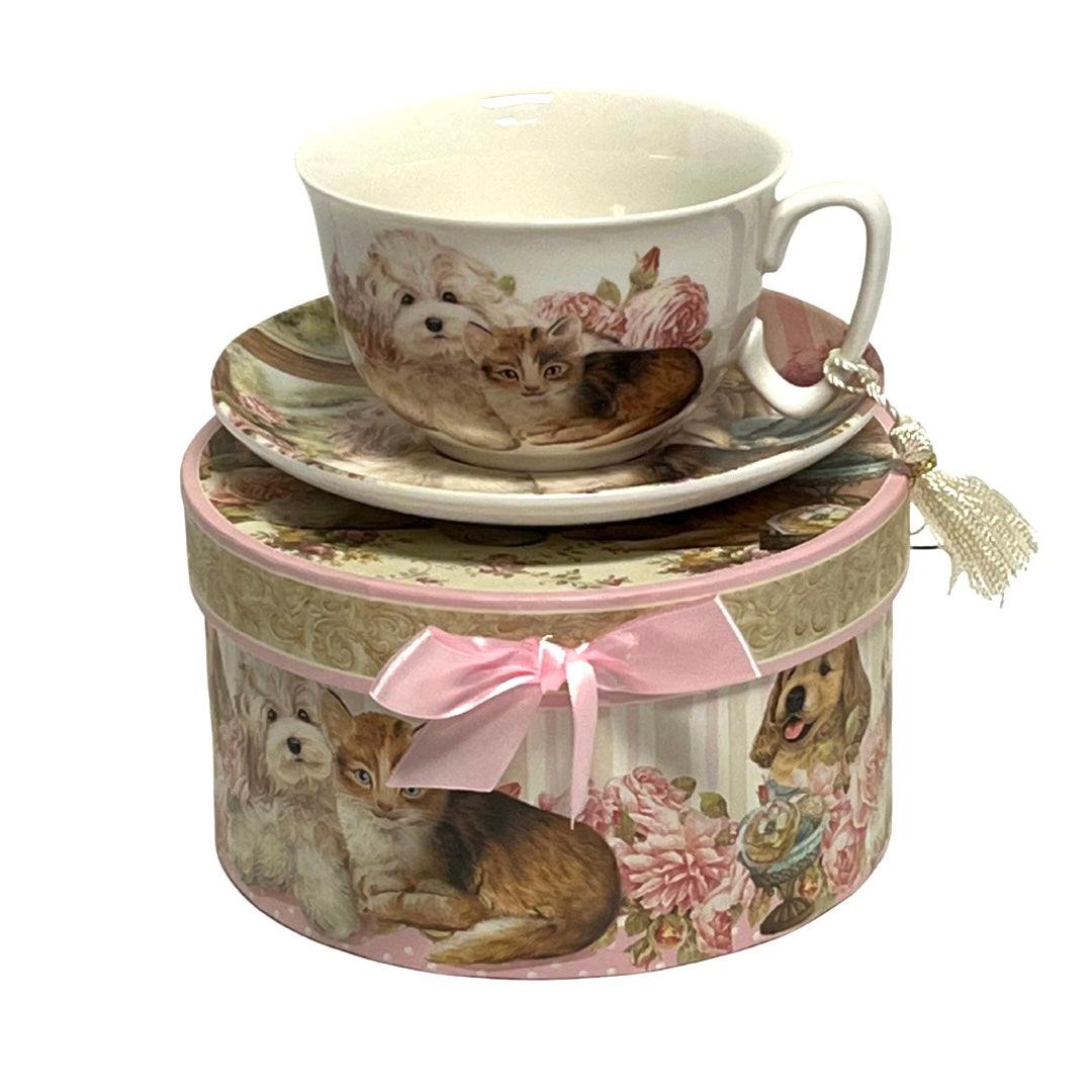 Dog & Cat Cappuccino/Saucer Gift Box Set