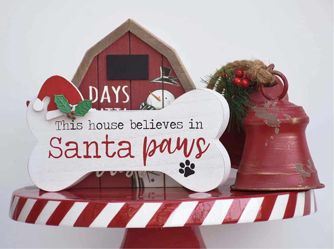 Santa Paws Wooden Bone