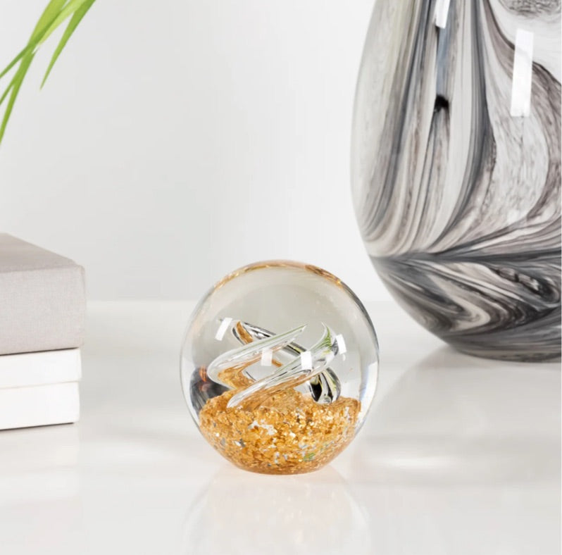 Glitter Glass Ball 3" Paperweight Decor - Swirl