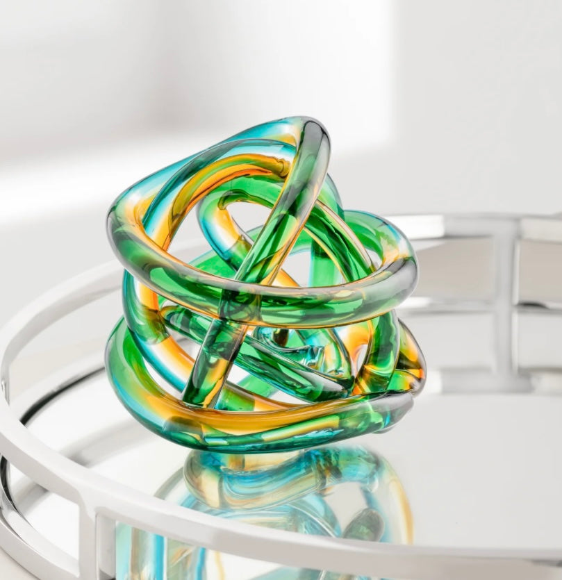 Orbit Glass Knot Decor Ball - Ombre Ocean Sunset - Available in 2 Sizes