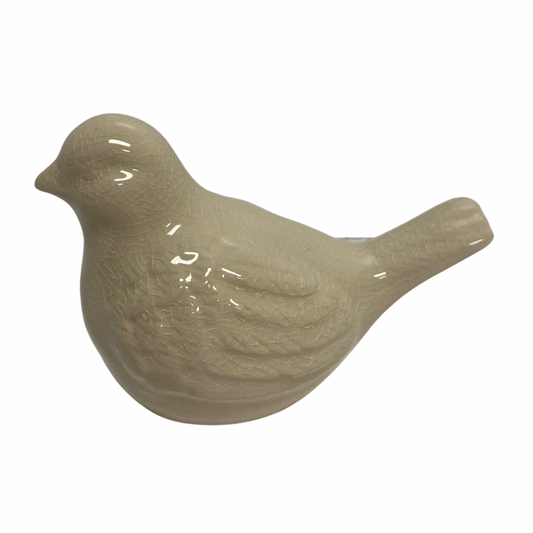 Large Ceramic Bird Ivory Rippled Feather