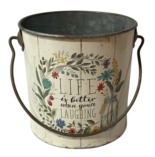Tin Pot With Handle & Bloom