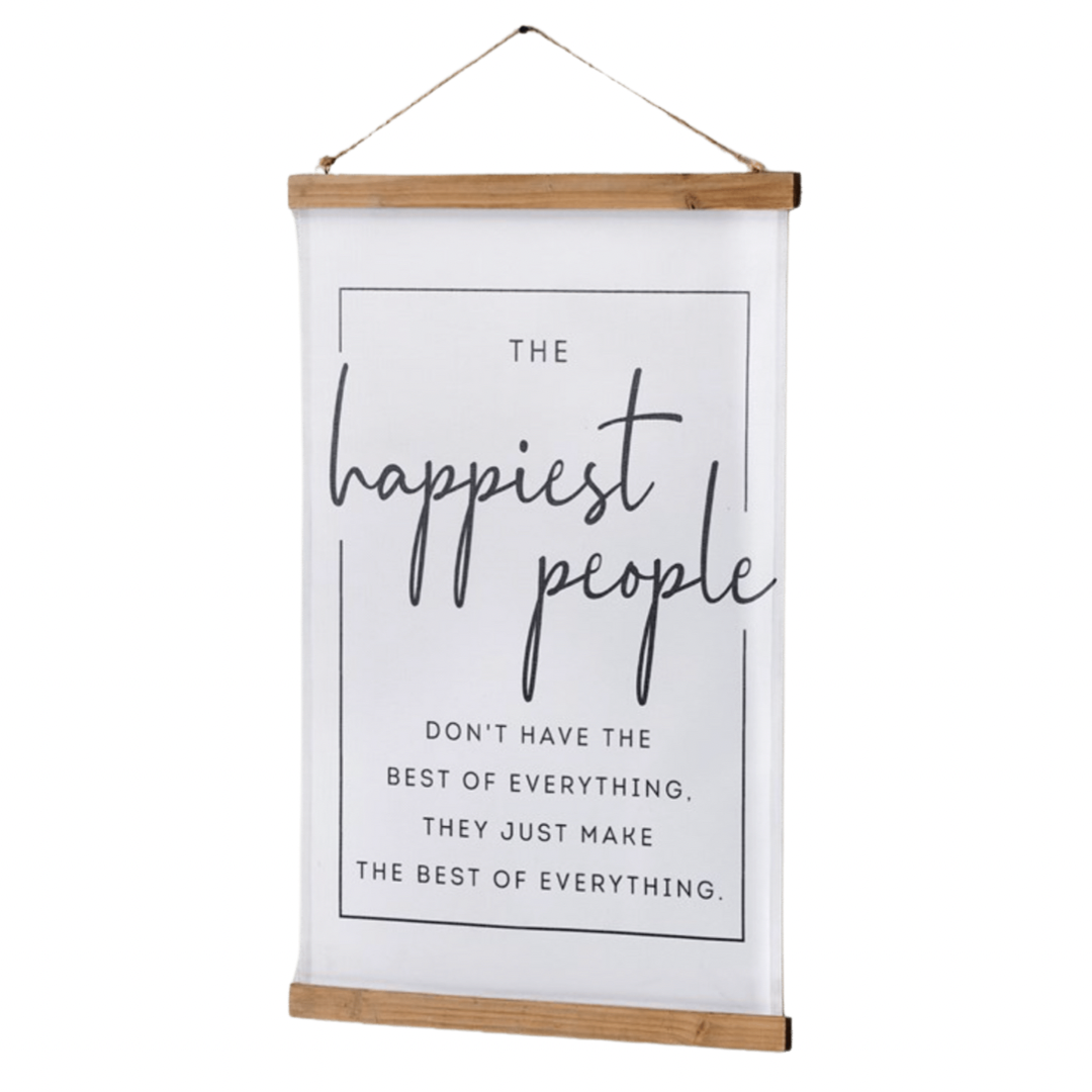 Happiest People Sentiment Fabric Wall Hanging