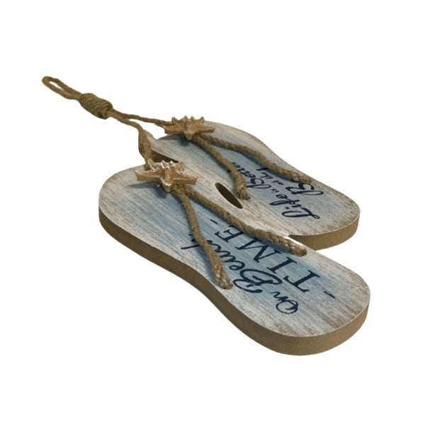 Pair Of Wooden Hanging Flip Flops