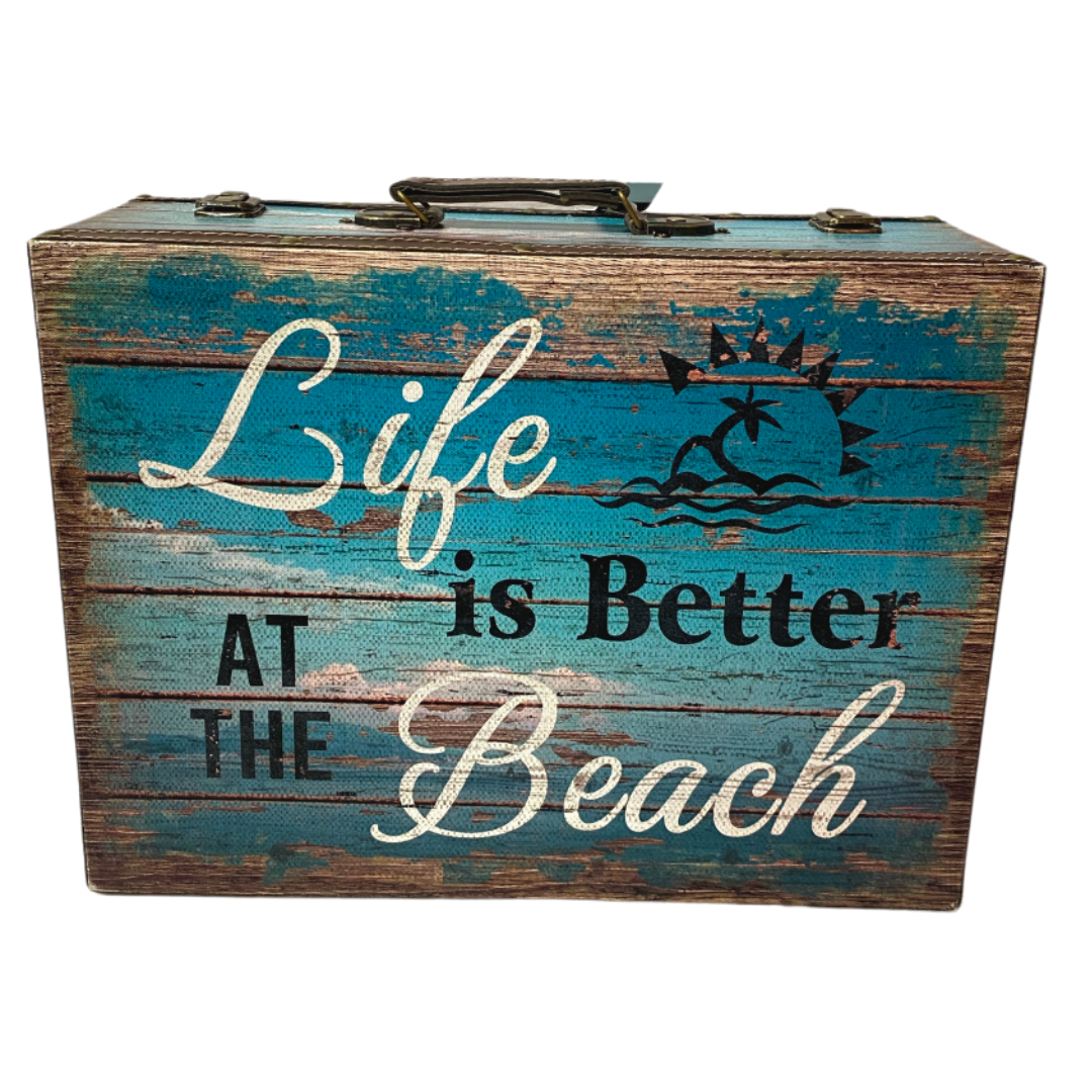 Life Is Better At The Beach Suitcase Storage Box With Picture Frames - Available in 2 Sizes