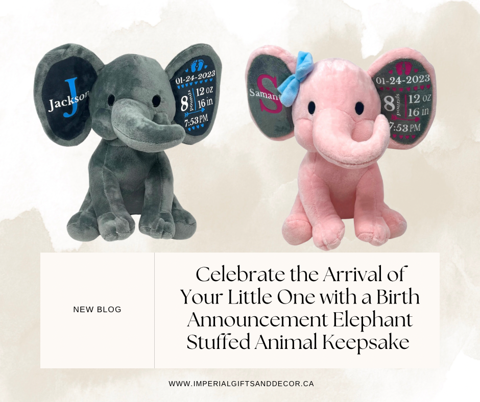 Celebrate the Arrival of Your Little One with a Birth Announcement Elephant Stuffed Animal Keepsake