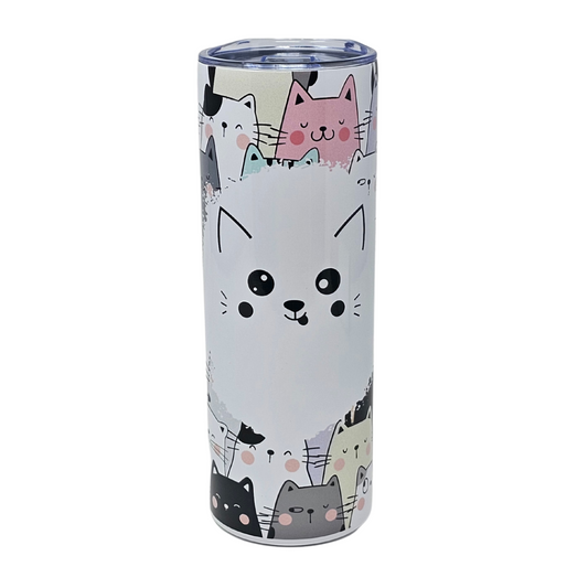Cute Colourful Cat Insulated Tumbler With Straw