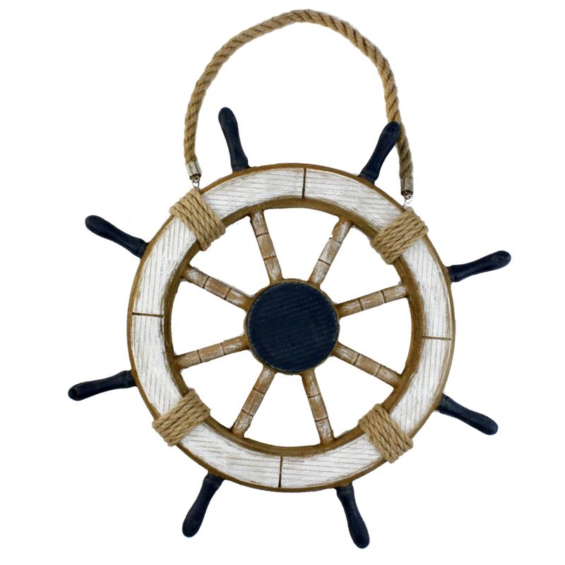 Wooden Ships Wheel With Rope