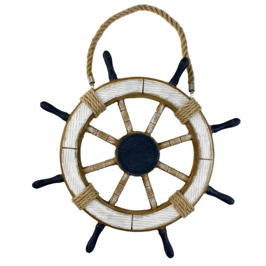 Wooden Ships Wheel With Rope