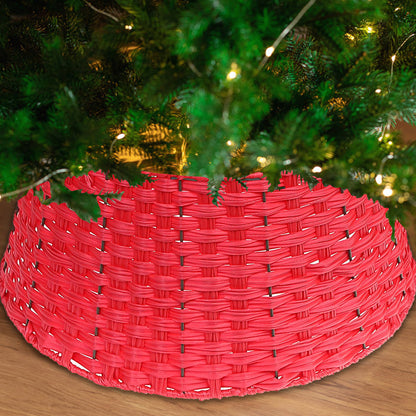 Basketweave Tree Collars Available in Red and Grey