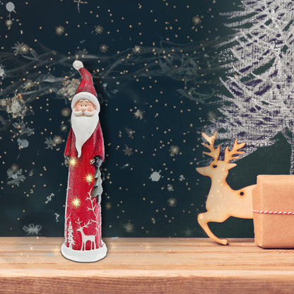Christmas Led Magnesia Tall Red Santa Figurine