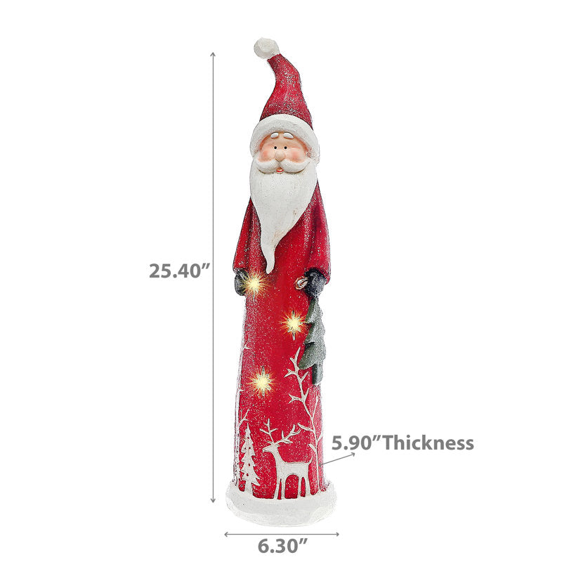 Christmas Led Magnesia Tall Red Santa Figurine