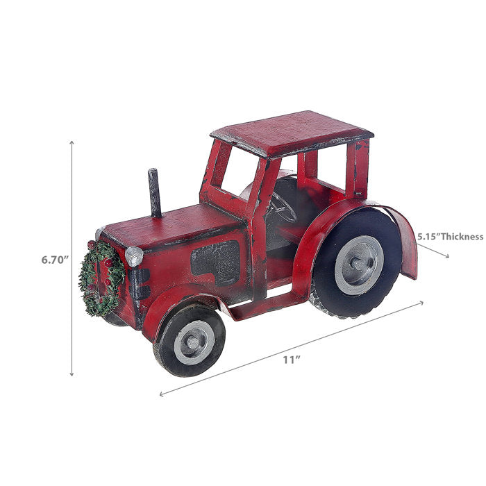 Christmas Wooden Red Tractor Decor